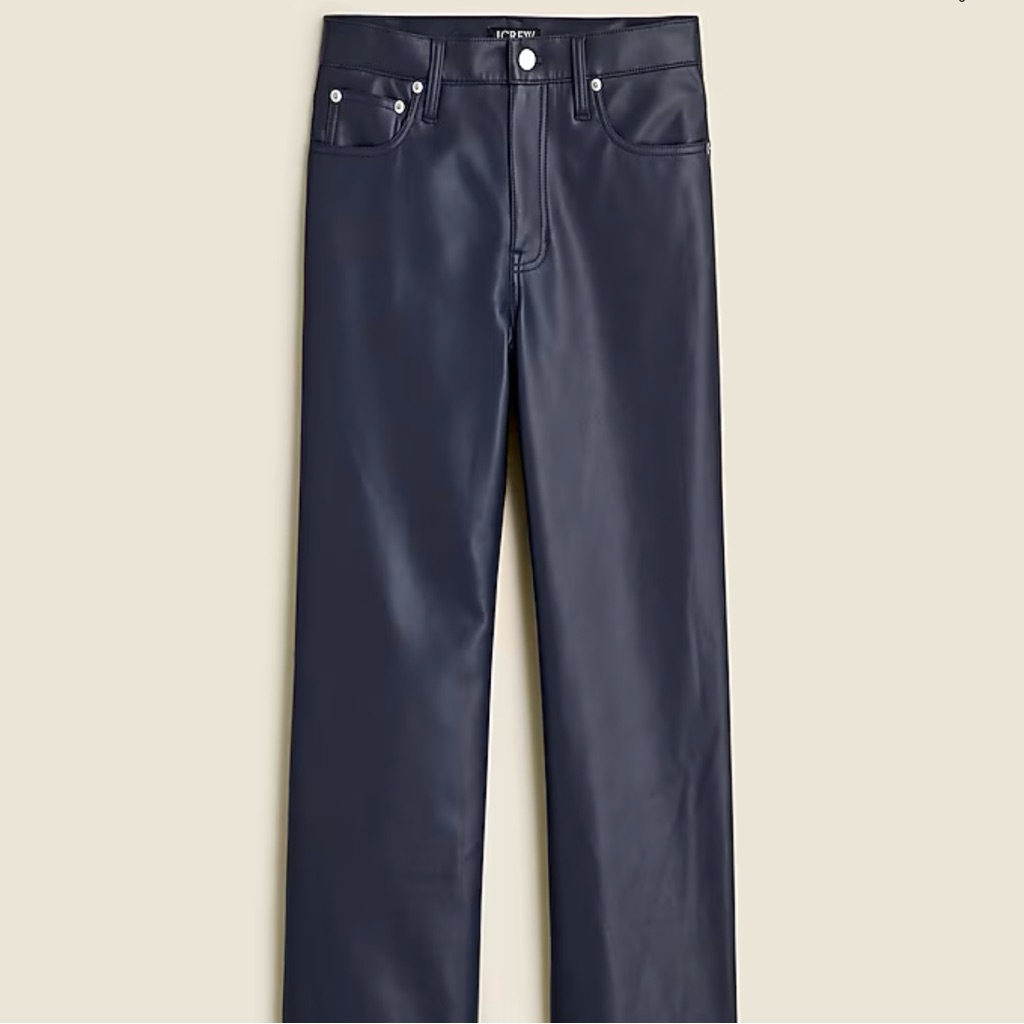 J.Crew Navy Slim Wide-Leg Pant In Faux Leather